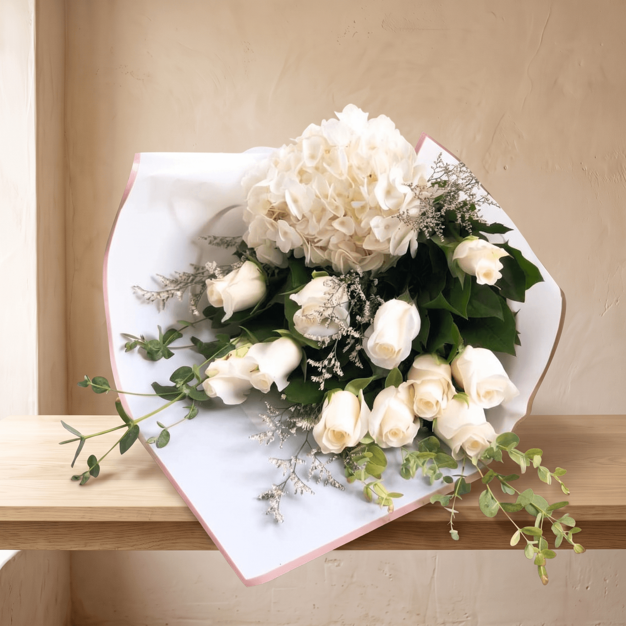 Roses With Hydrangea Wrap