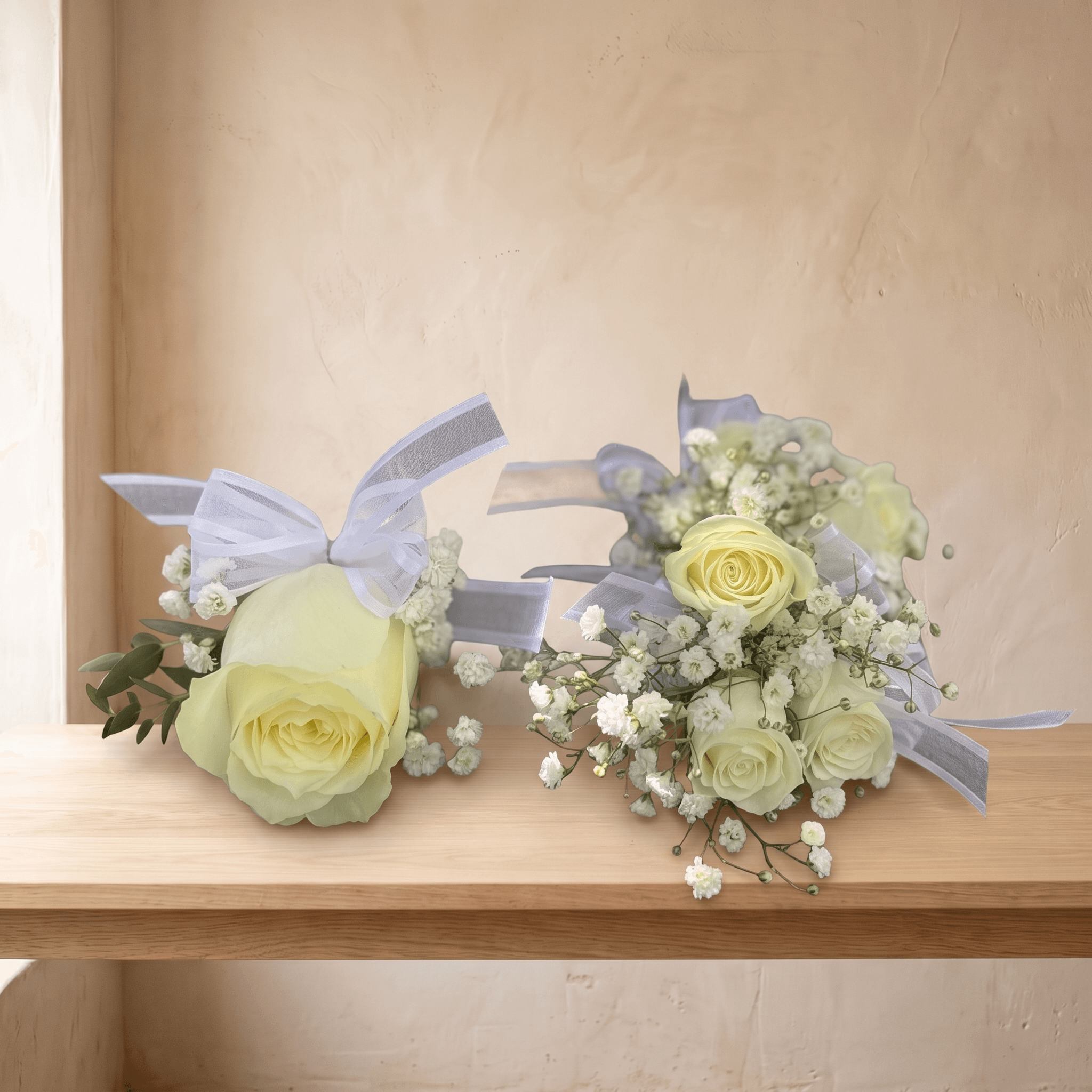 Corsage & Boutonniere (White Flowers)
