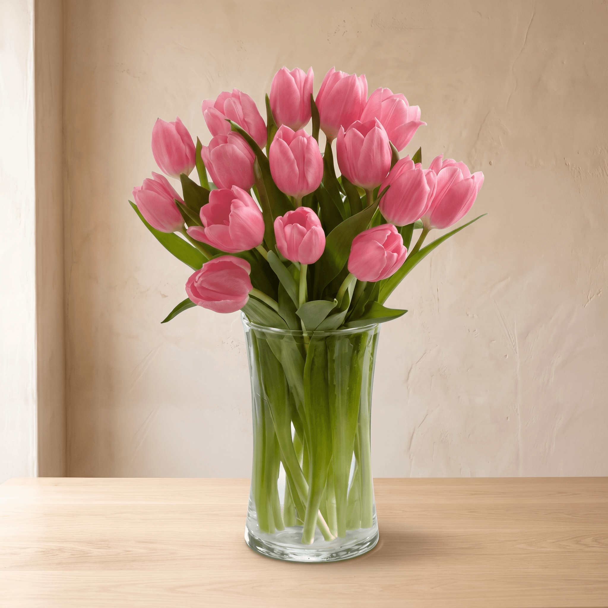 Pink Prelude Tulip Bouquet with FREE Glass Vase
