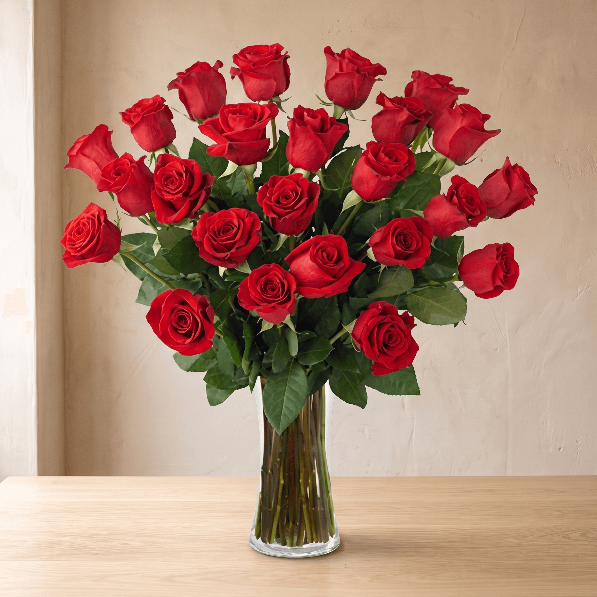 Two Dozen Red Roses with Vase